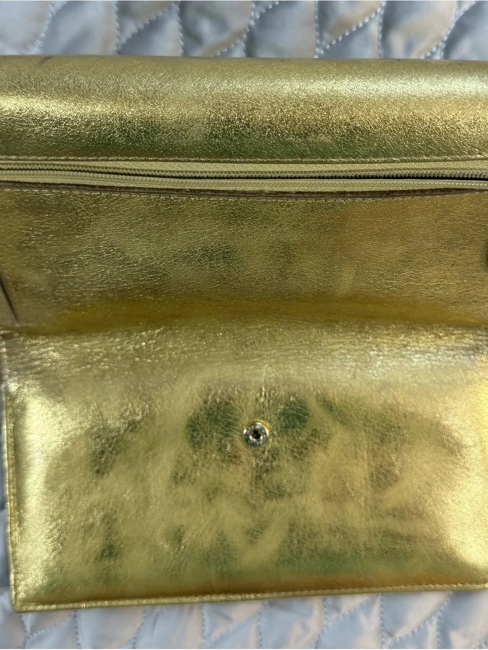 Metallic Gold Phone Wallet Case with Embossed Monogram Detail